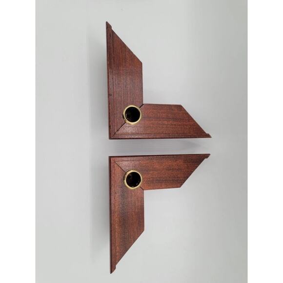 Home Interiors Wooden Wall 2 Corner Candle Holders Homco - Picture 2 of 11